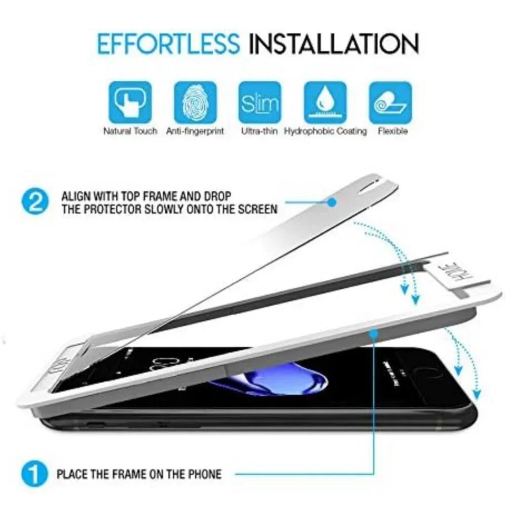 Glass Screen Protector for iPhone 8 / iPhone 7 / SE 2020 (3-Pack) [w/Installatio